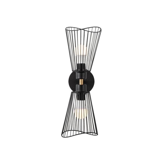 Aplique de pared metal negro 16x16x48 cm 2 casquillos E27