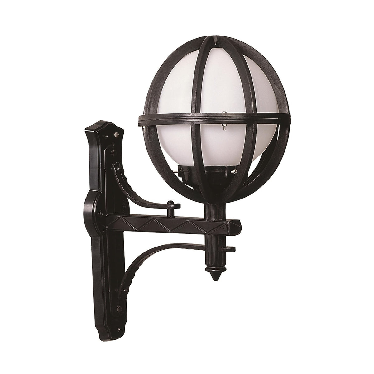 Aplique de pared globo en ángulo exterior ABS negro 35x23x50 cm