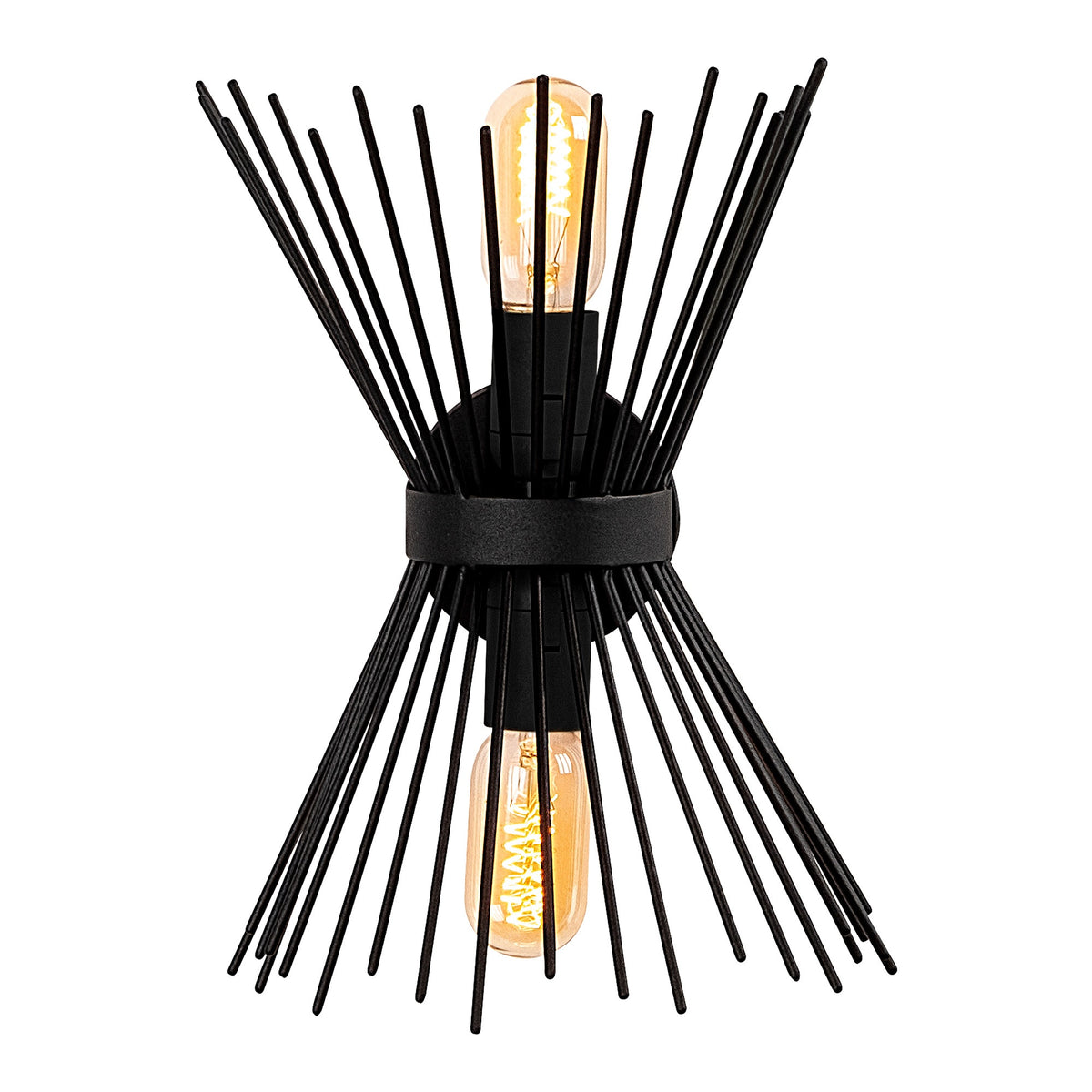 Aplique de pared metal negro 23x16x33 cm 2 casquillos E27 (4)