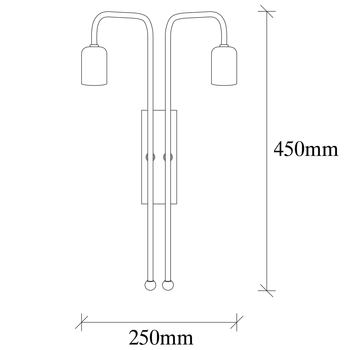 Aplique de pared metal anticuario negro 25x20x45 cm 2xE27 (2)