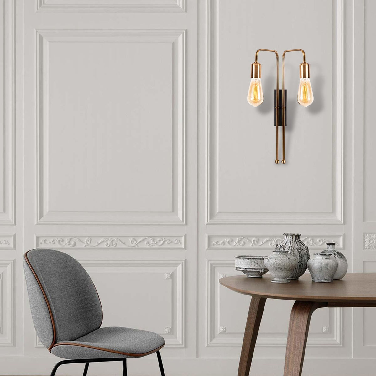 Aplique de pared metal anticuario negro 25x20x45 cm 2xE27 (6)