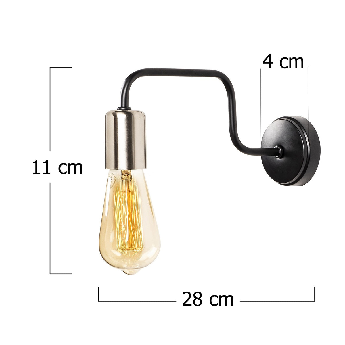 Aplique de pared hierro negro nickel 4x28x11 cm casquillo E27 (2)