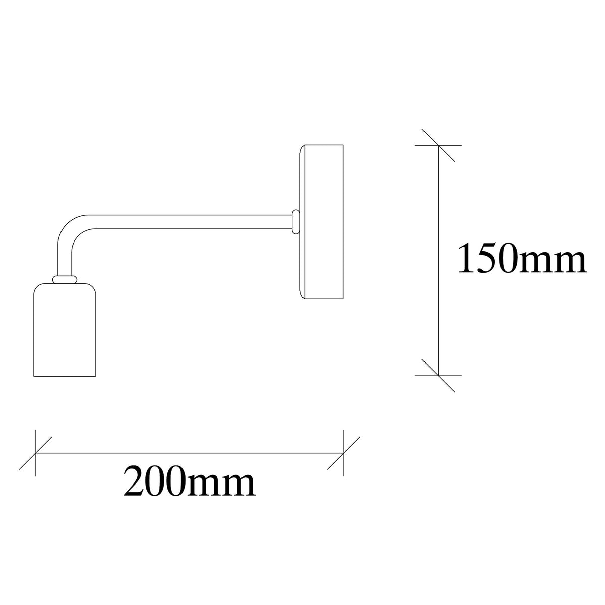 Aplique de pared metal negro nickel 8x20x15 cm casquillo E27 (2)