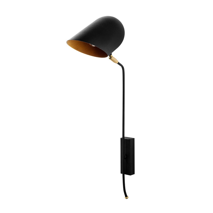 Aplique de pared hierro negro oro 12x35x73 cm casquillo E27