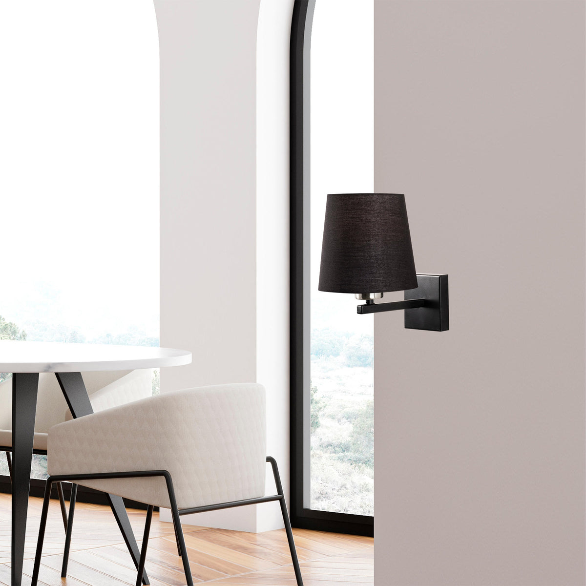 Aplique de pared pantalla negra metal negro 18x24x30 cm E27 (6)