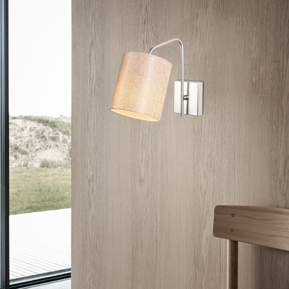 Aplique de pared metal nickel crema 14x27x24 cm casquillo E27 (6)