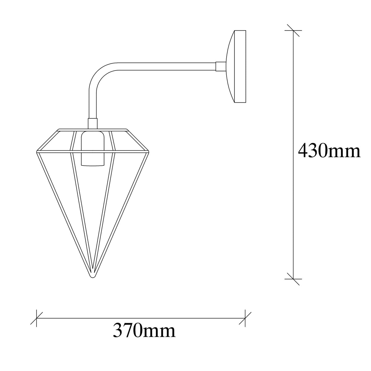 Aplique de pared hierro cromado 20x37x43 cm casquillo E27 (2)
