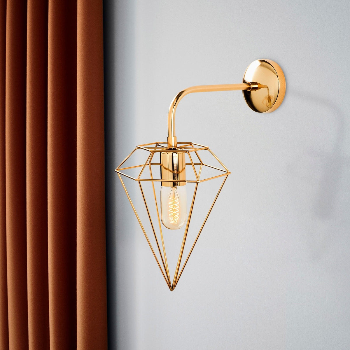 Aplique de pared metal oro 20x37x43 cm casquillo E27 (6)