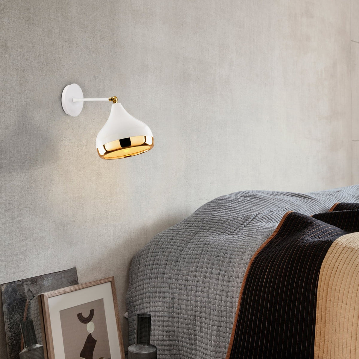 Aplique de pared metal blanco oro 17x28x28 cm casquillo E27 (7)