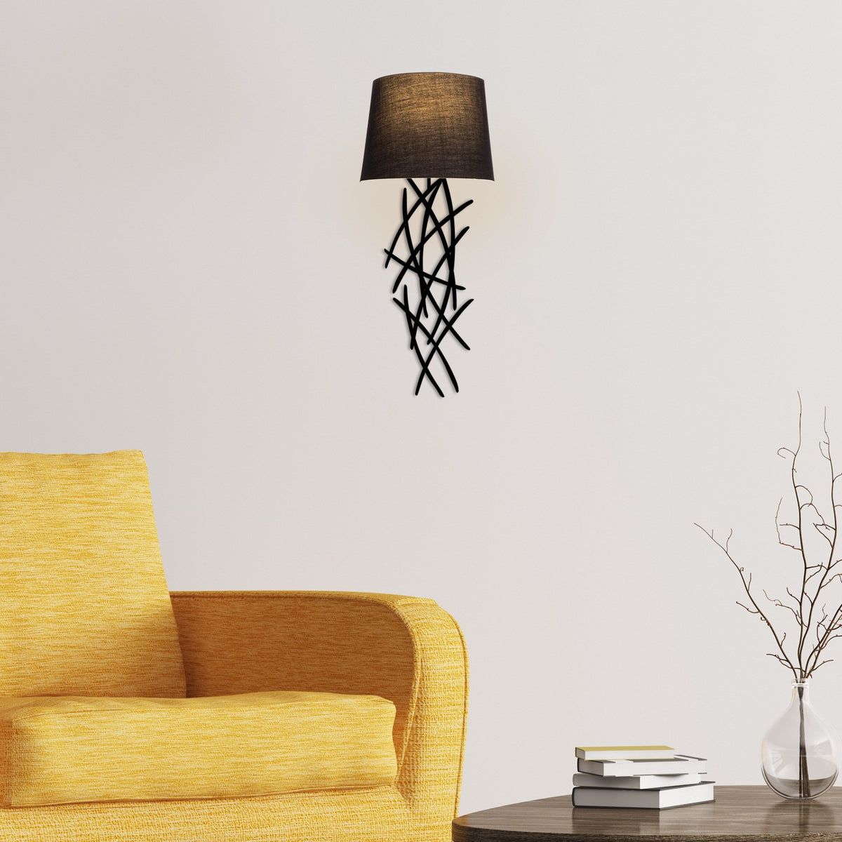 Aplique de pared hierro negro 15x28x72 cm casquillo E27 (6)