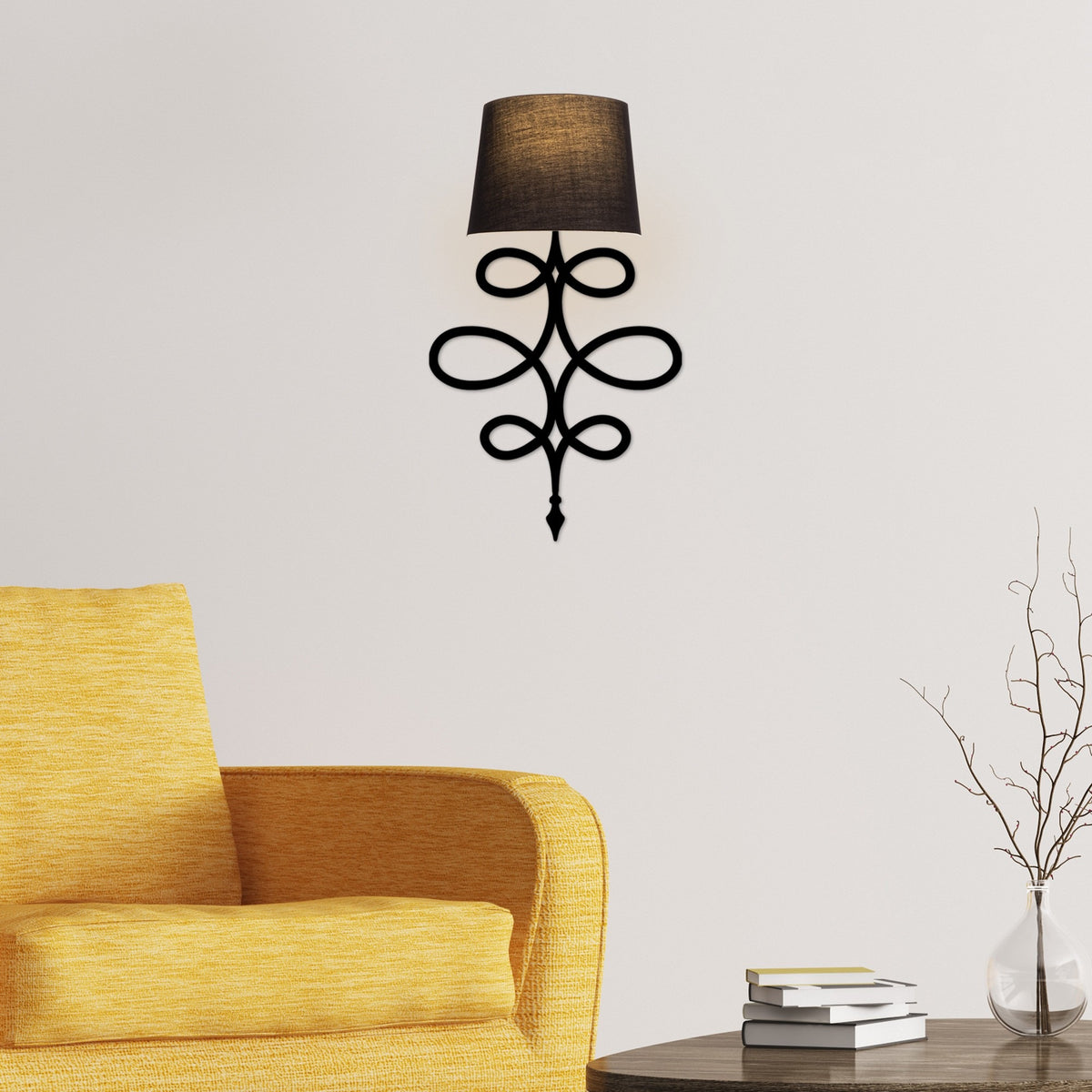 Aplique de pared metal negro 15x28x62 cm casquillo E27 (8)