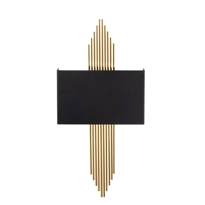 Aplique de pared recto metal negro oro 75x10x22 cm E27
