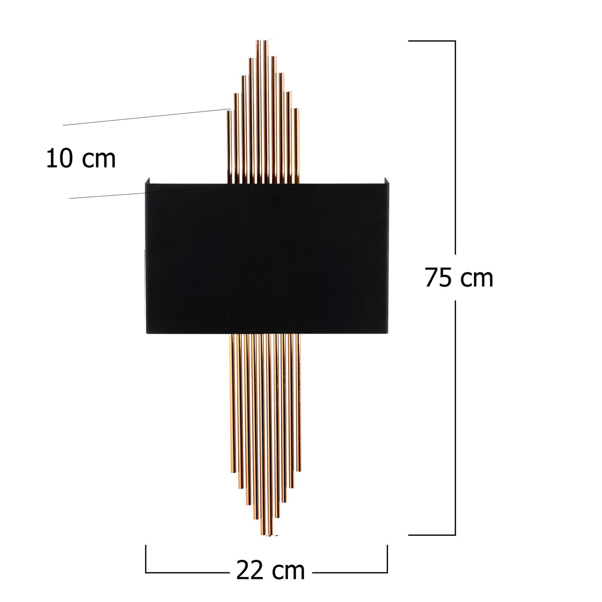Aplique de pared recto metal negro cobre 75x10x22 cm E27 (2)