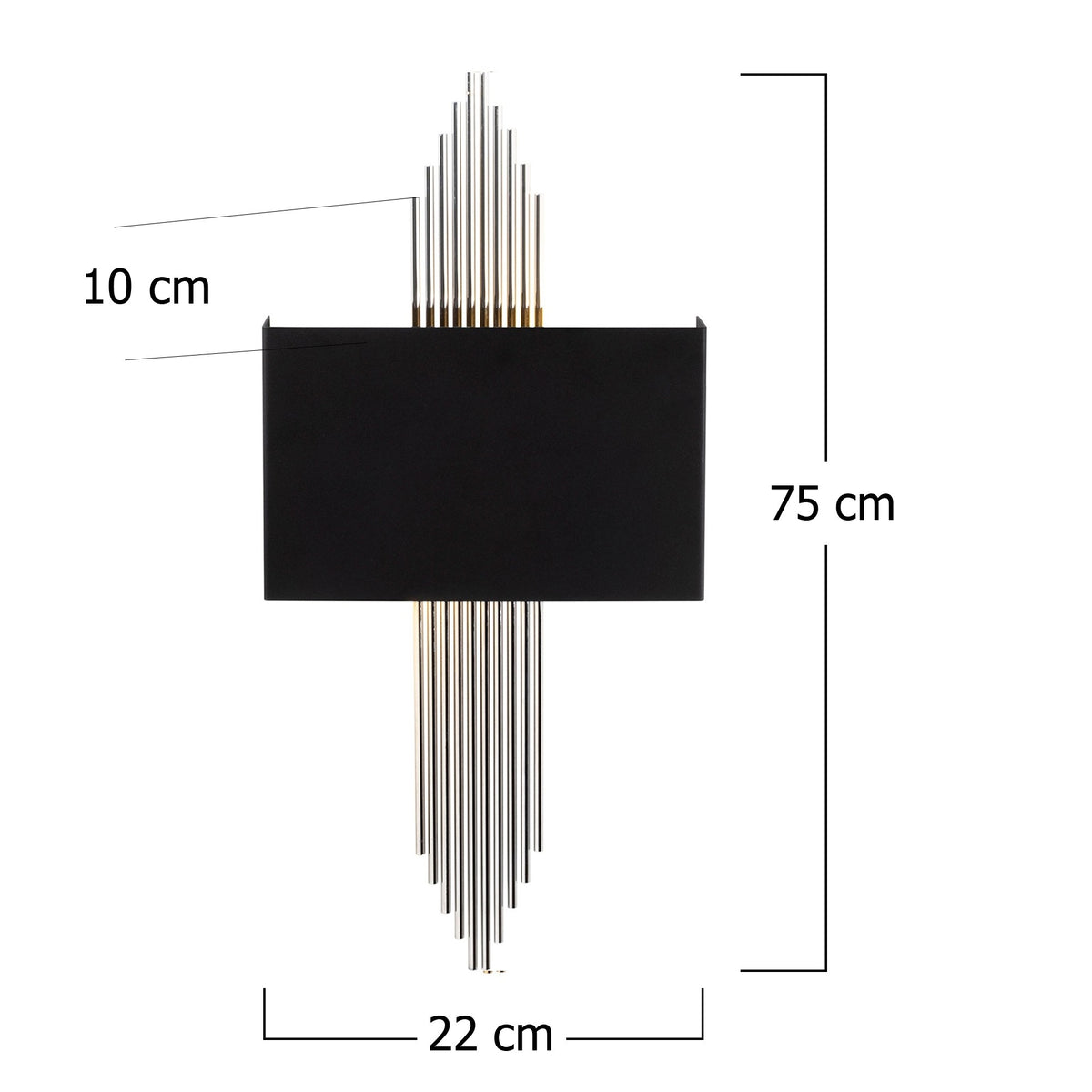 Aplique de pared recto metal negro plata 75x10x22 cm E27 (2)