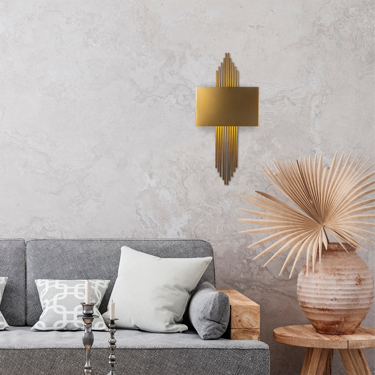 Aplique de pared metal vintage plata oro 75x10x22 cm E27 (6)
