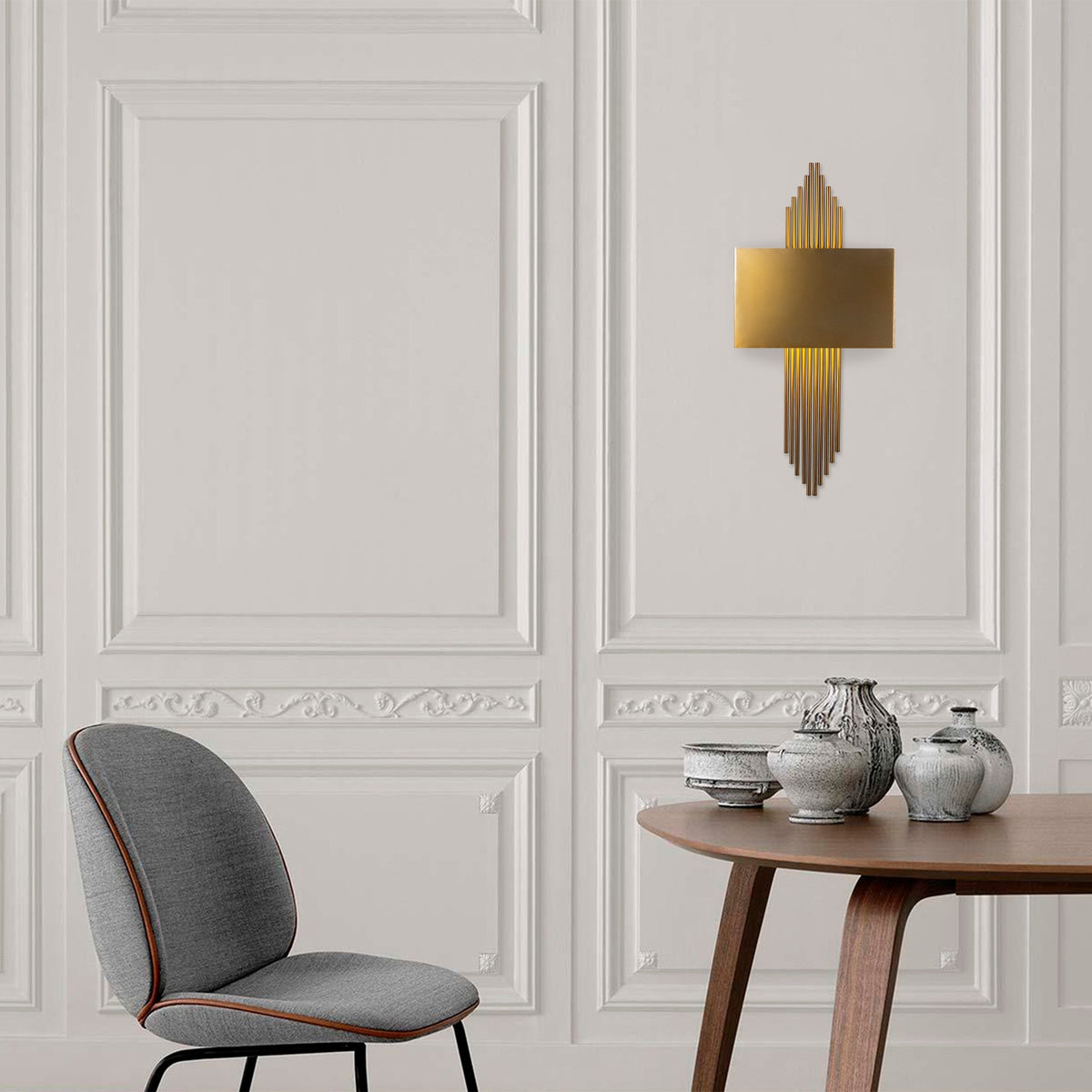 Aplique de pared metal vintage plata oro 75x10x22 cm E27 (8)