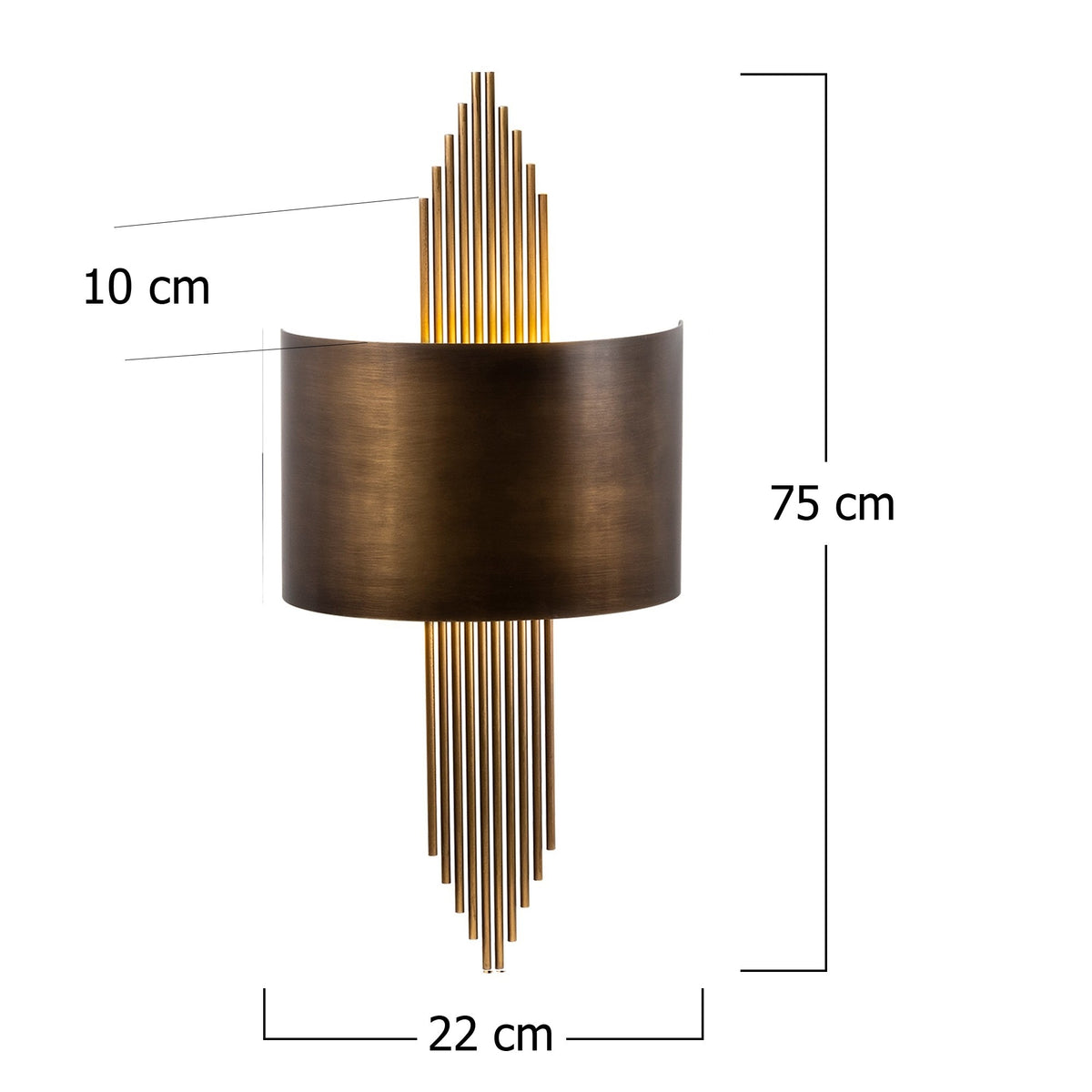 Aplique de pared hierro vintage oro 75x10x22 cm casquillo E27 (2)