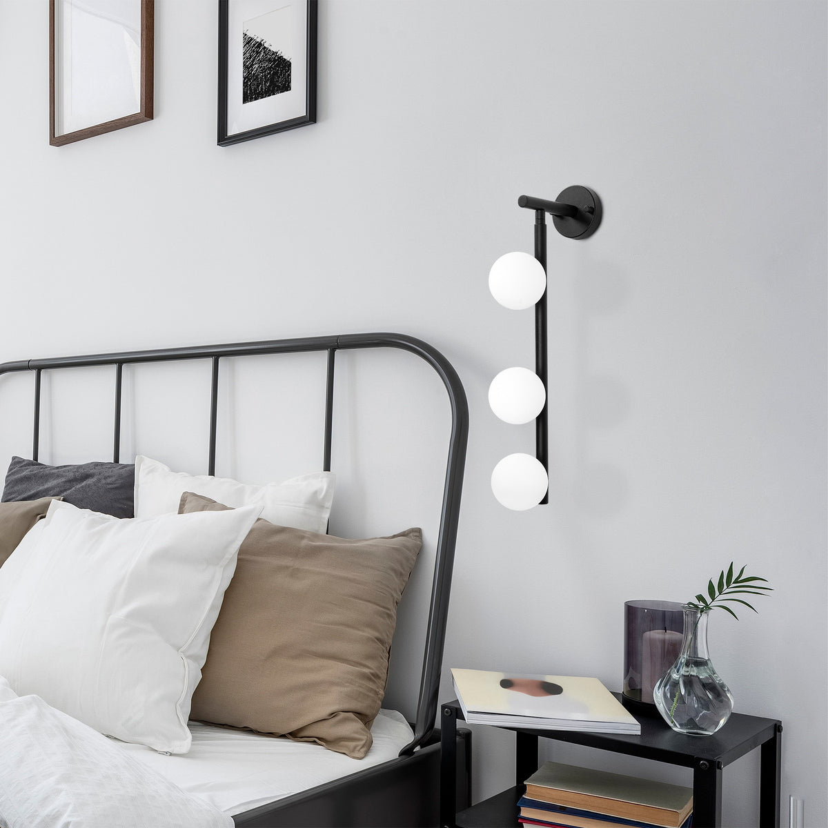 Aplique de pared metal negro 10x24x59 cm 3 casquillos G9 (7)