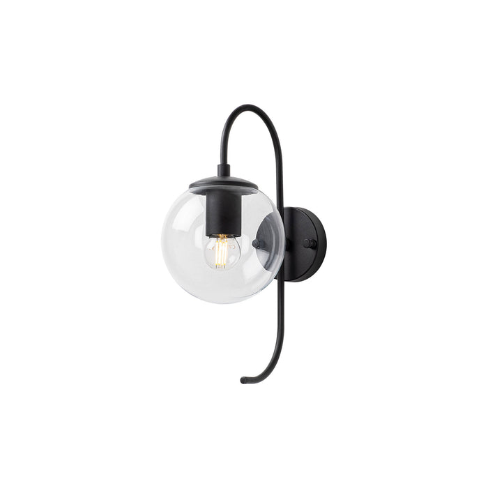 Aplique de pared pantalla transparente metal negro 15x27x36 cm