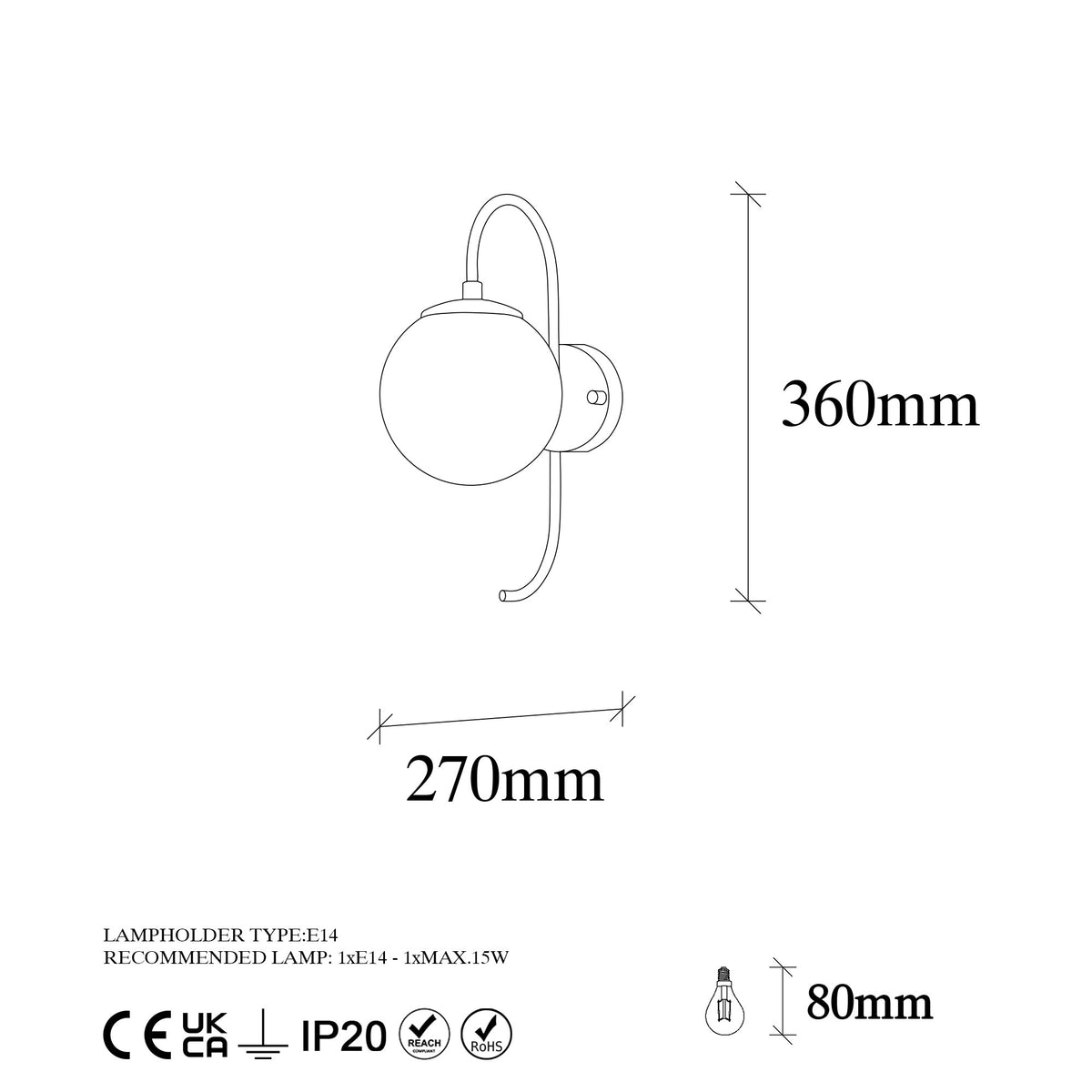 Aplique de pared pantalla transparente metal negro 15x27x36 cm (2)