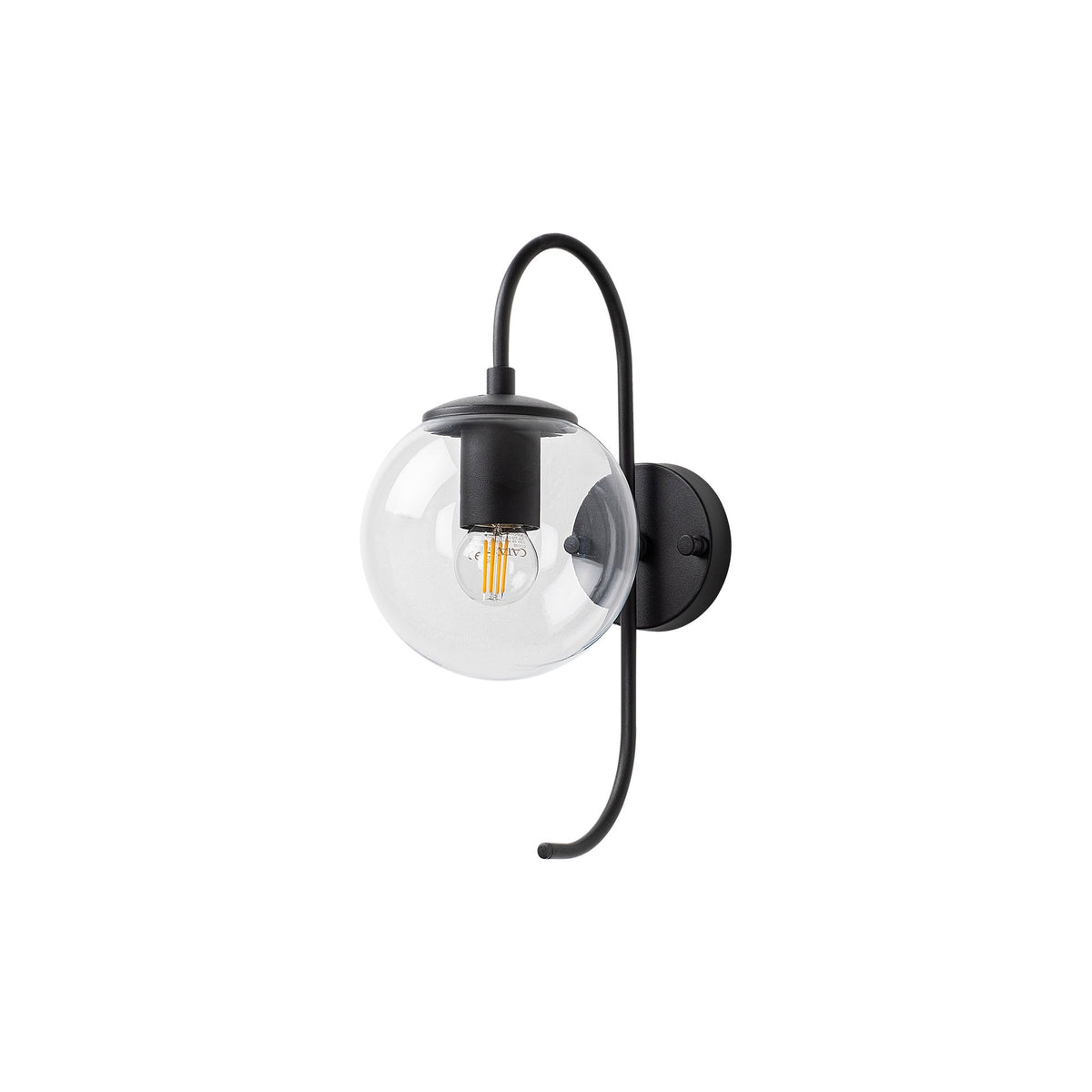 Aplique de pared pantalla transparente metal negro 15x27x36 cm (3)