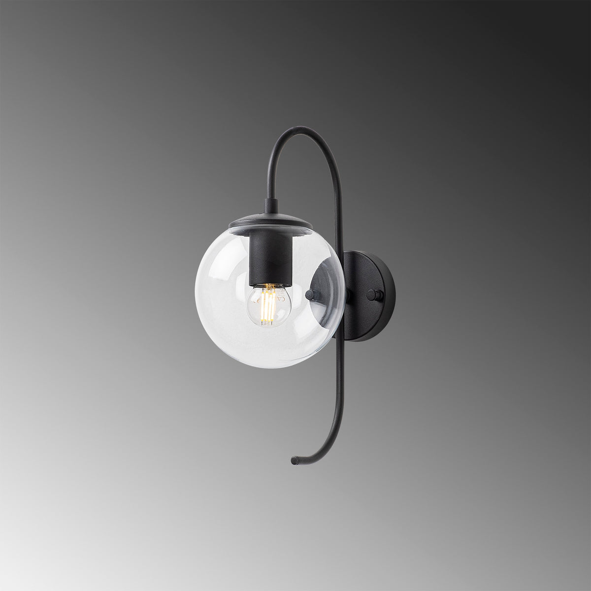 Aplique de pared pantalla transparente metal negro 15x27x36 cm (4)