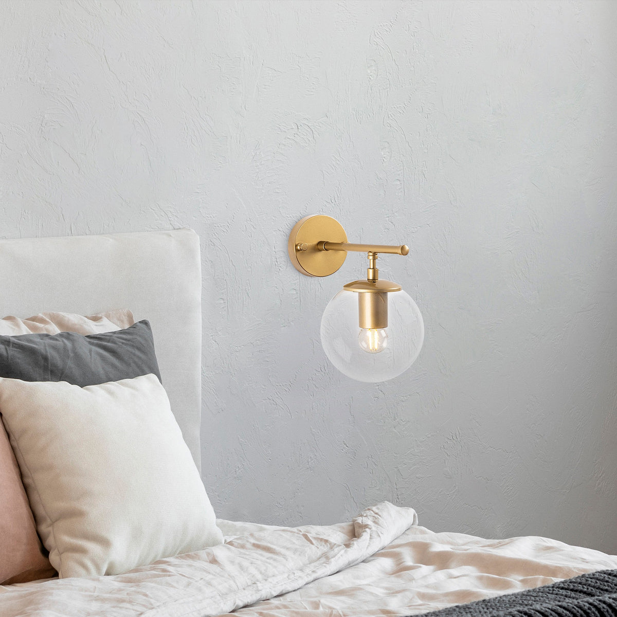 Aplique pared metal dorado pantalla transp 15x24x24cm (6)