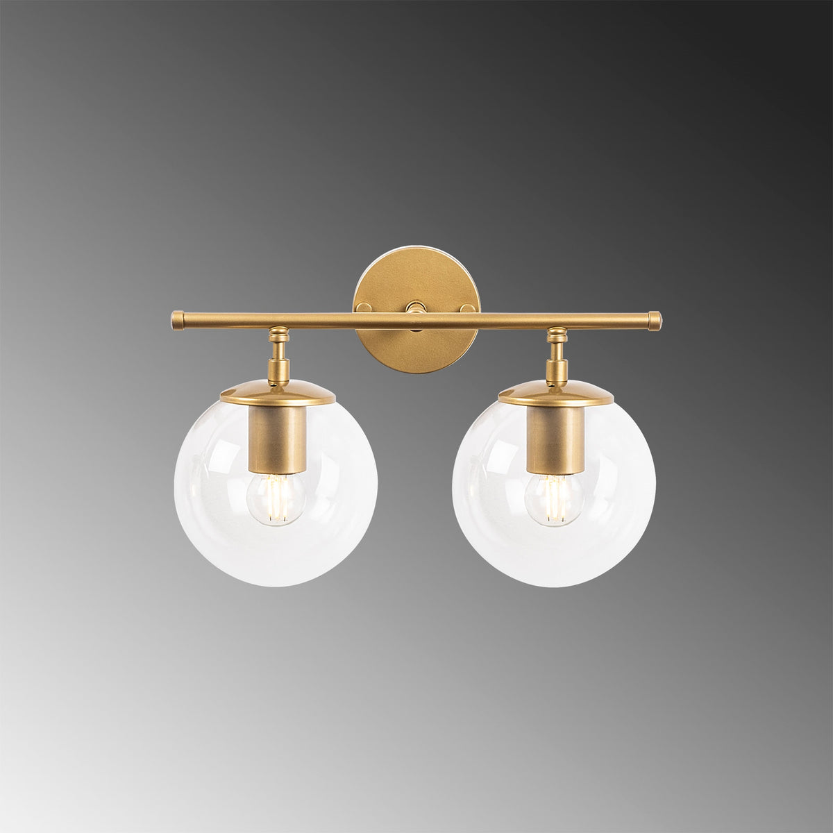 Aplique pared 2L metal dorado pantalla transp 36x24x16cm (4)