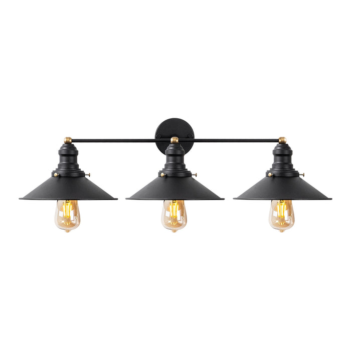 Aplique de pared metal negro 75x27x20 cm 3 casquillos E27