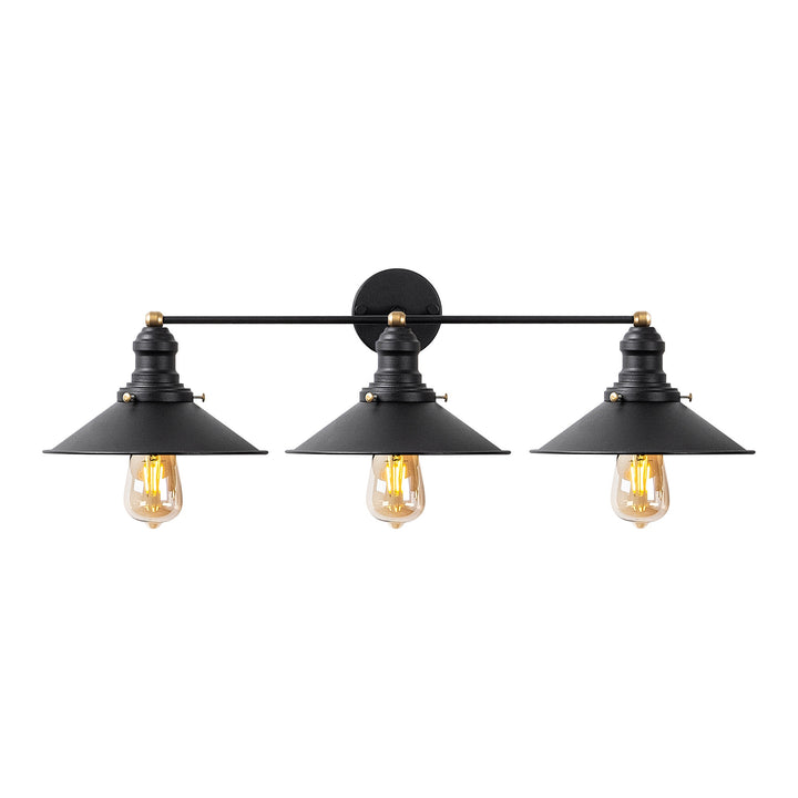 Aplique de pared metal negro 75x27x20 cm 3 casquillos E27