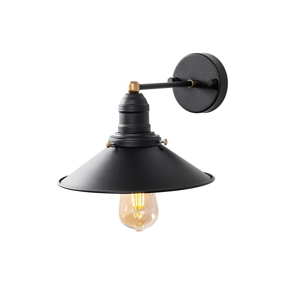Aplique de pared metal negro 24x27x20 cm casquillo E27