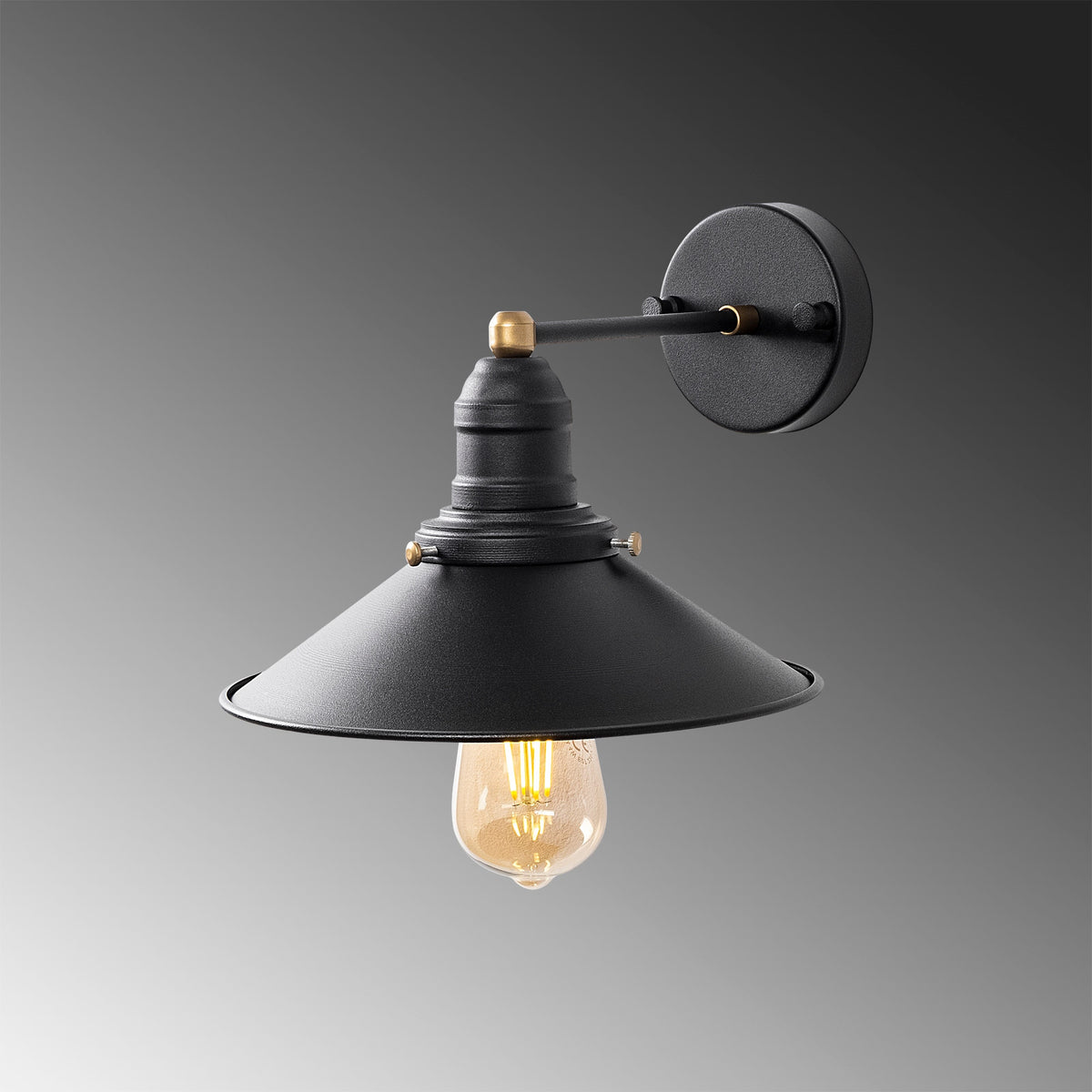Aplique de pared metal negro 24x27x20 cm casquillo E27 (3)