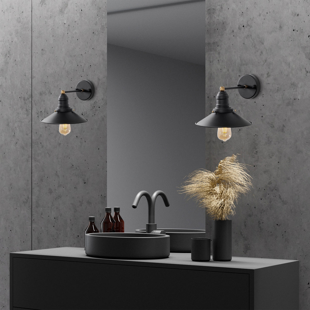 Aplique de pared metal negro 24x27x20 cm casquillo E27 (4)