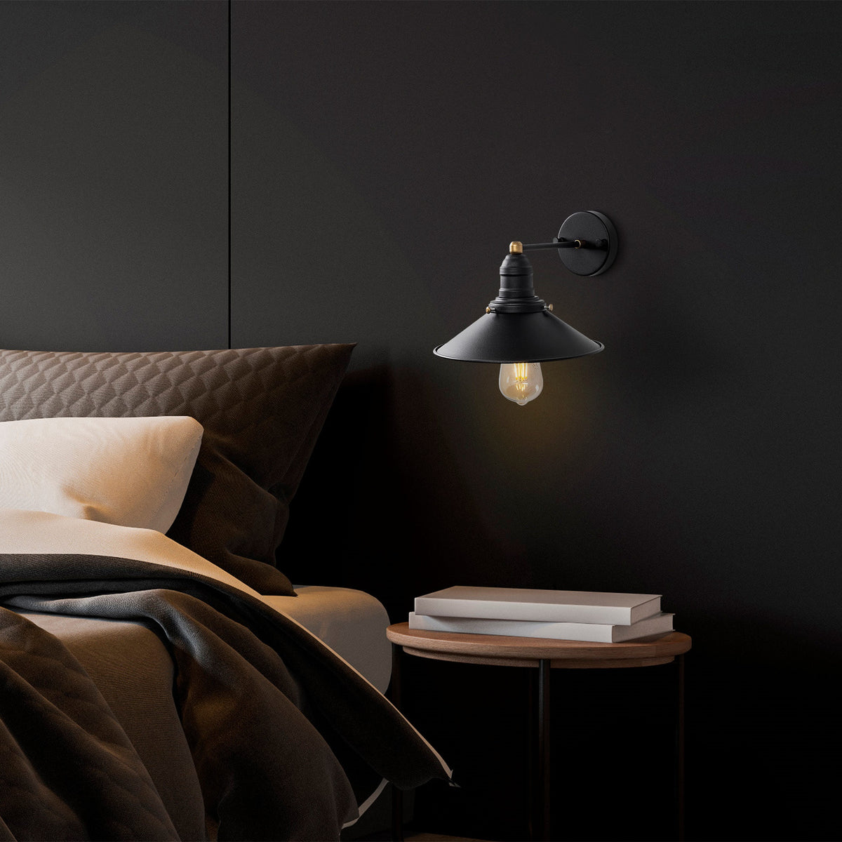 Aplique de pared metal negro 24x27x20 cm casquillo E27 (5)