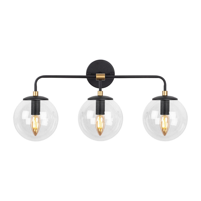 Aplique pared 3L metal negro pantalla transp 56x21x27cm