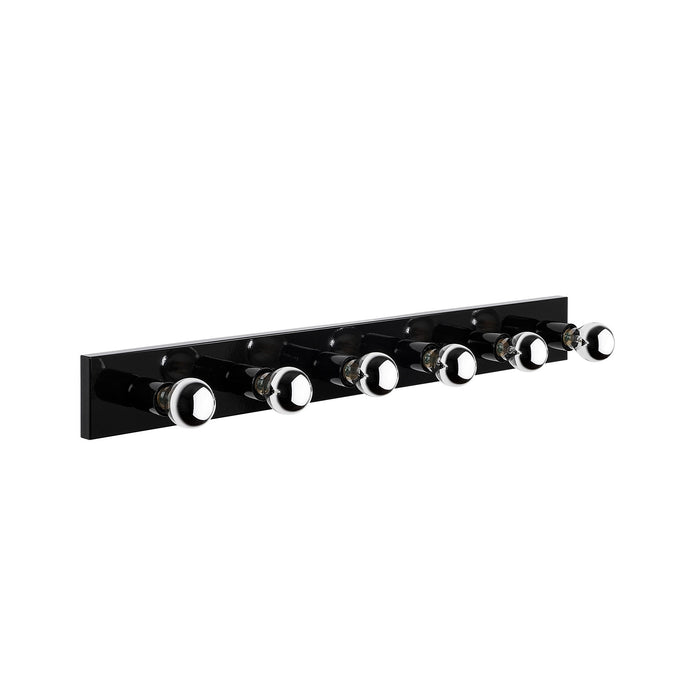 Aplique de pared metal negro 10x10x91 cm 6 casquillos E27