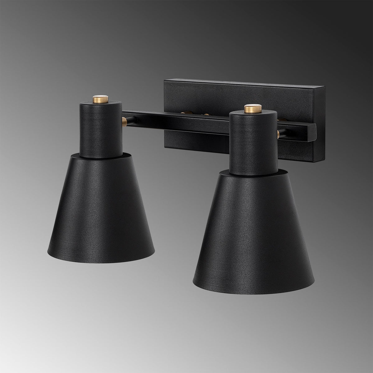 Aplique de pared metal negro 38x21x21 cm 2 casquillos E27 (3)