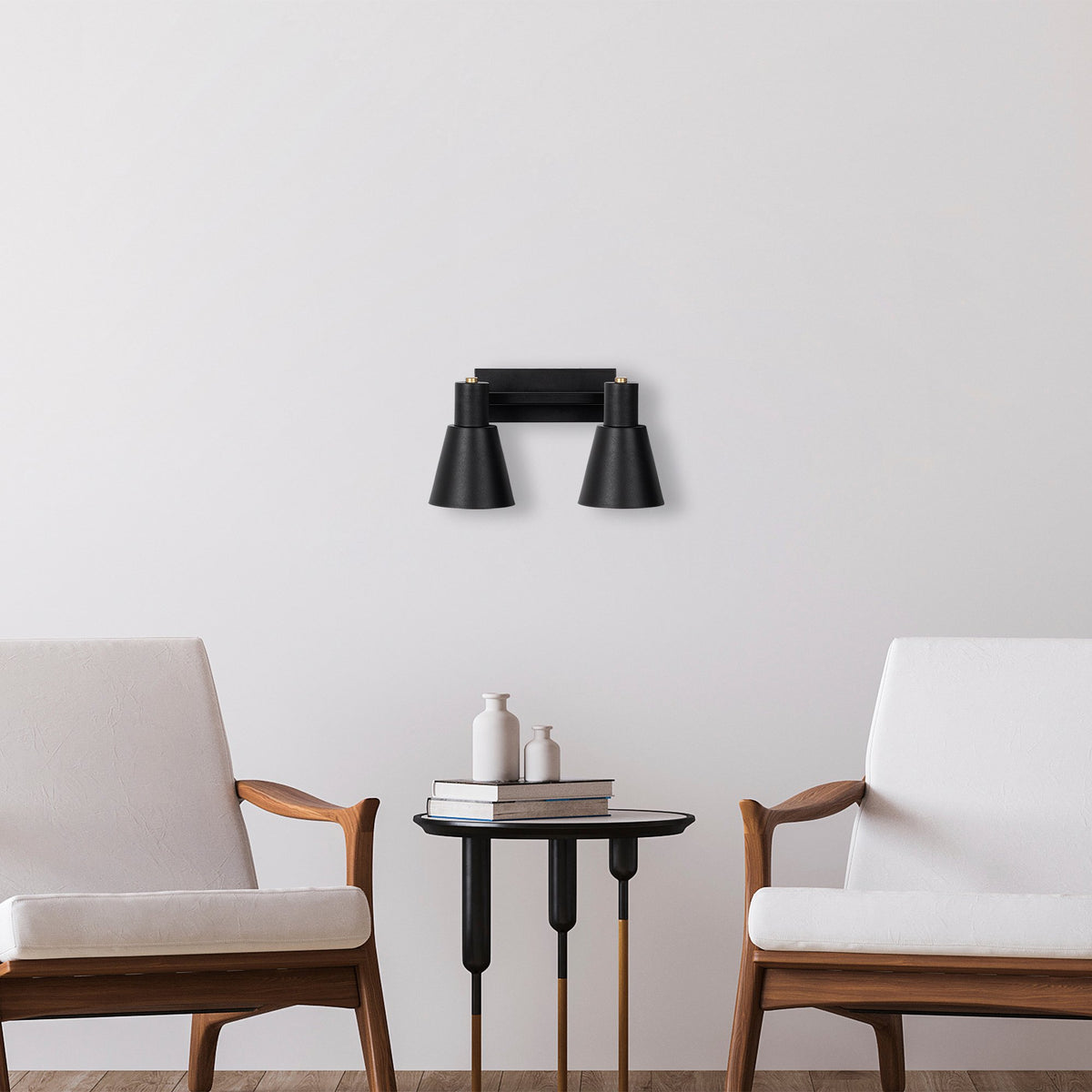 Aplique de pared metal negro 38x21x21 cm 2 casquillos E27 (4)