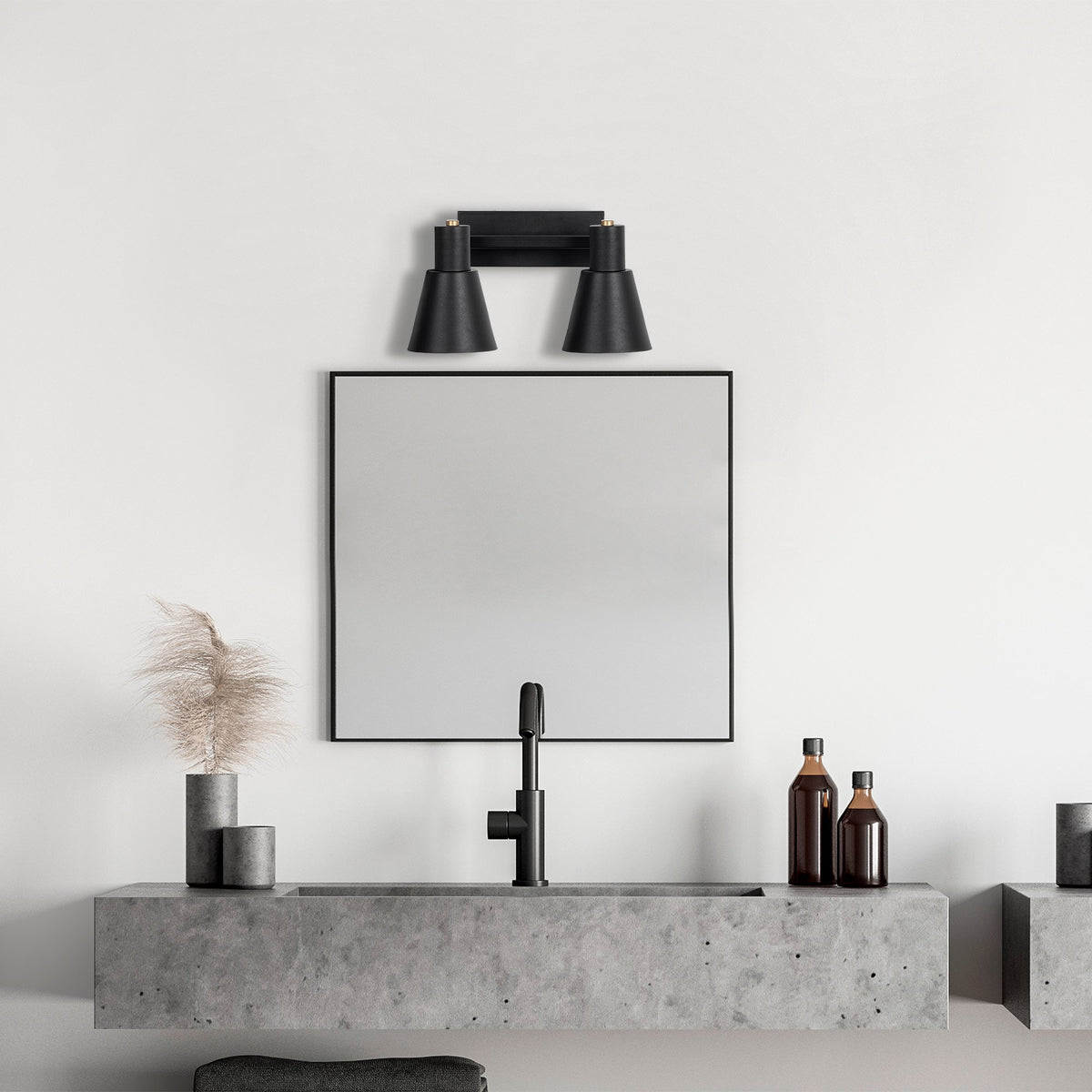 Aplique de pared metal negro 38x21x21 cm 2 casquillos E27 (5)