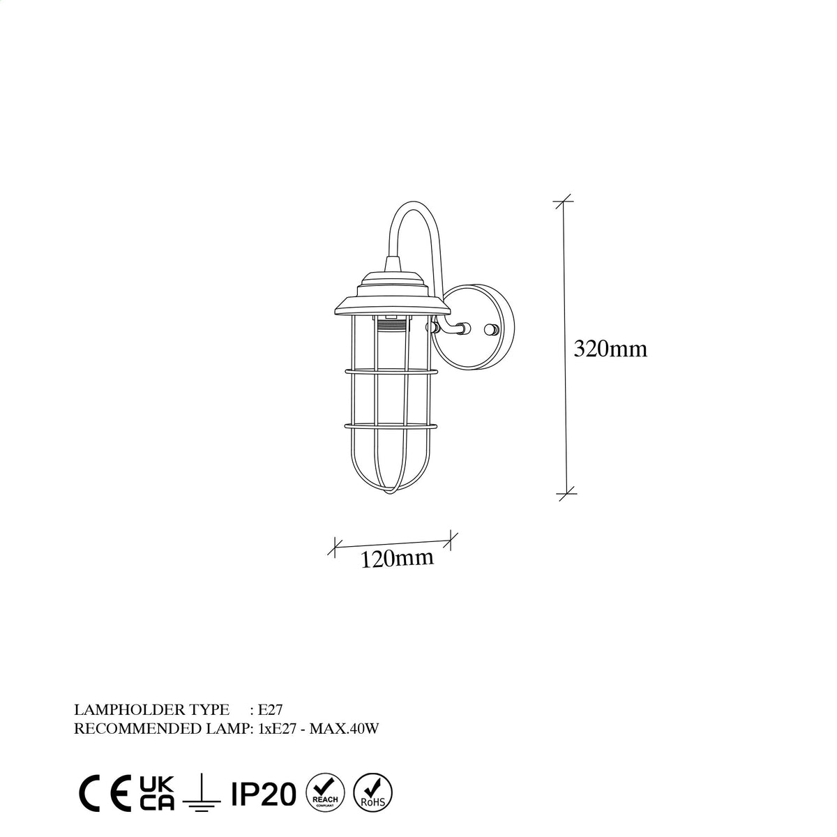 Aplique de pared metal oro 12x25x32 cm casquillo E27 (2)