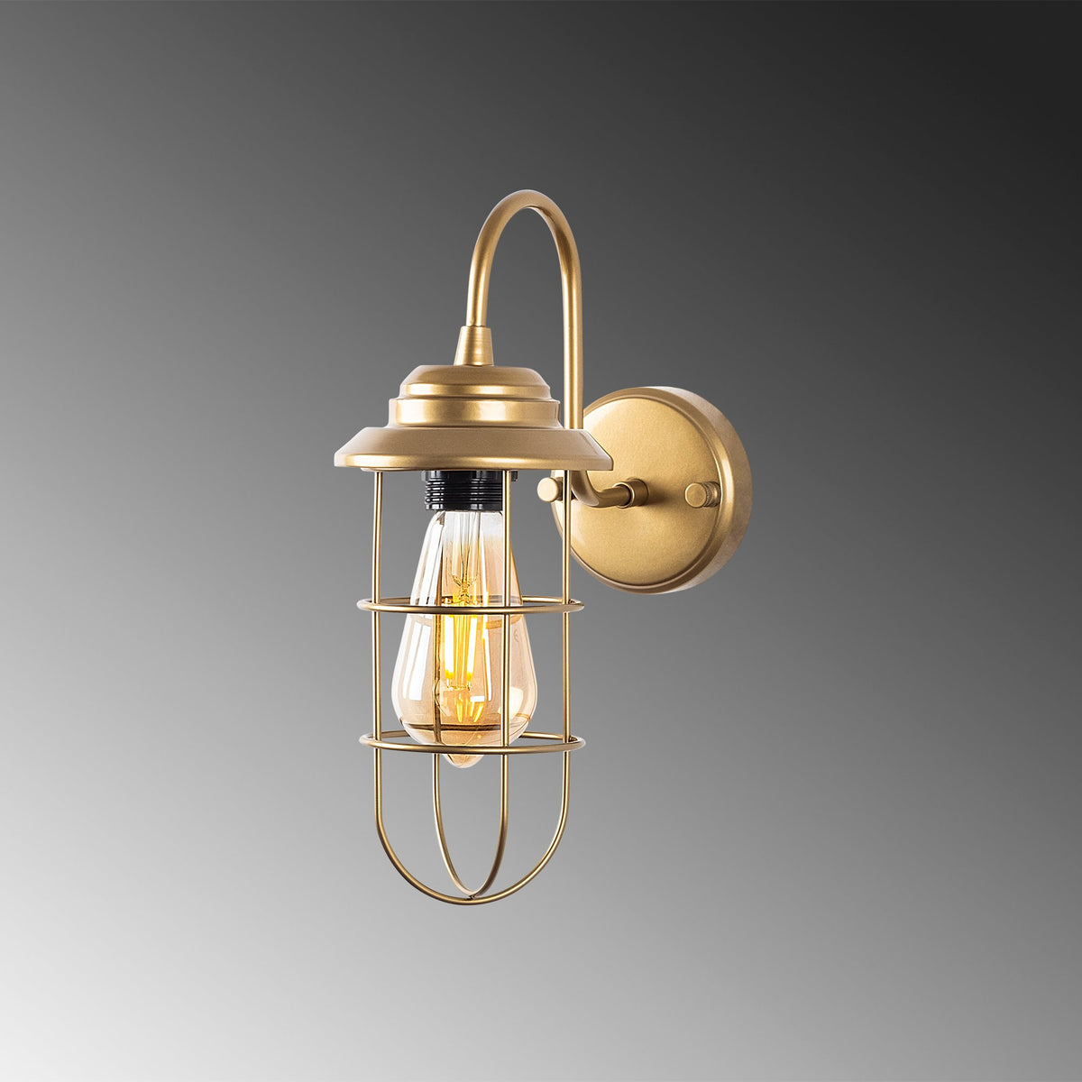 Aplique de pared metal oro 12x25x32 cm casquillo E27 (4)