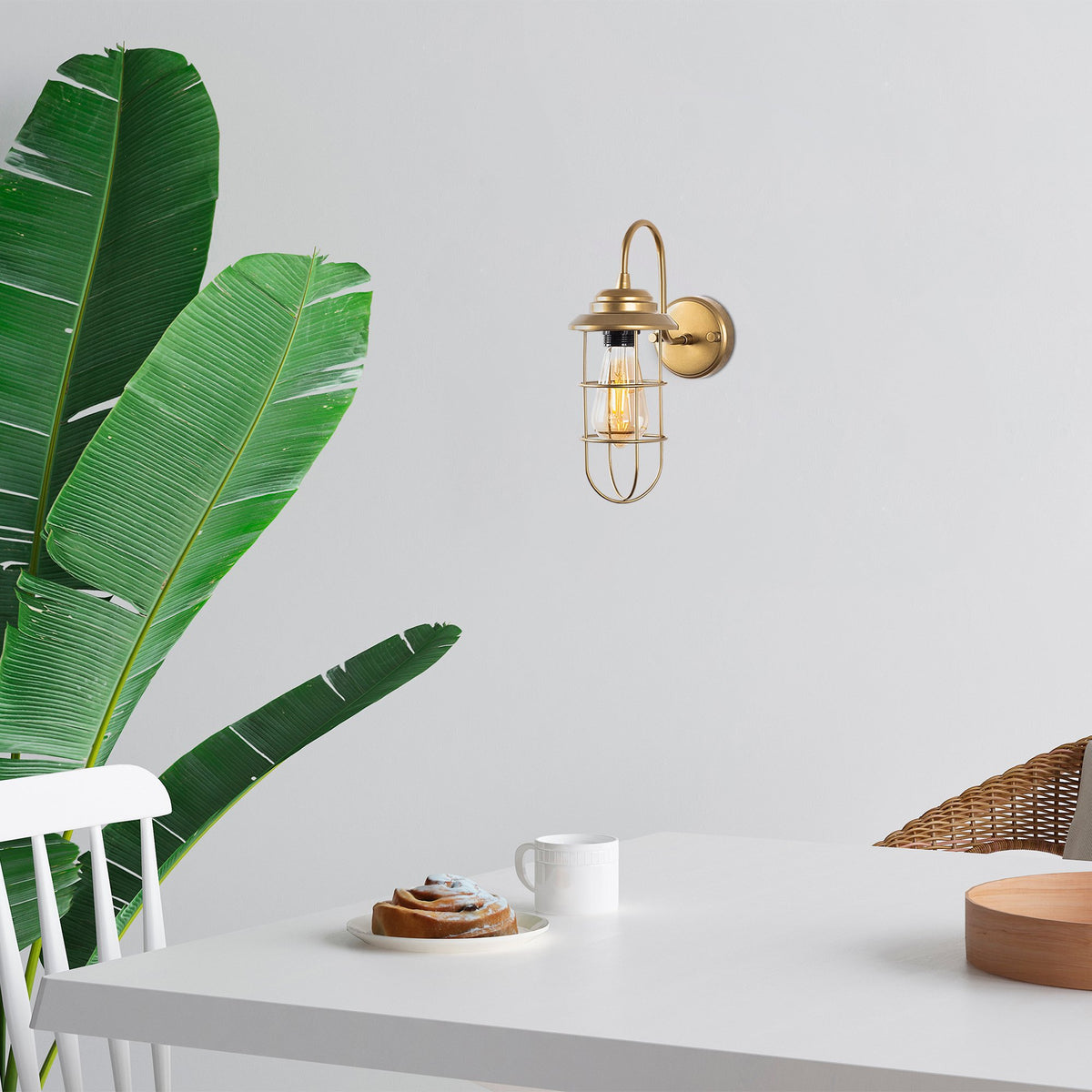 Aplique de pared metal oro 12x25x32 cm casquillo E27 (6)