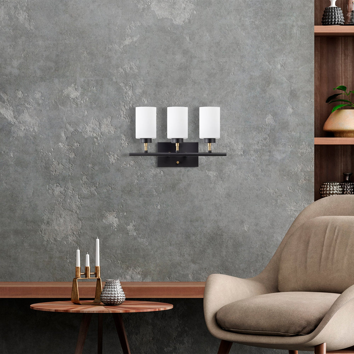 Aplique de pared metal negro 46x15x28 cm 3 casquillos E27 (7)