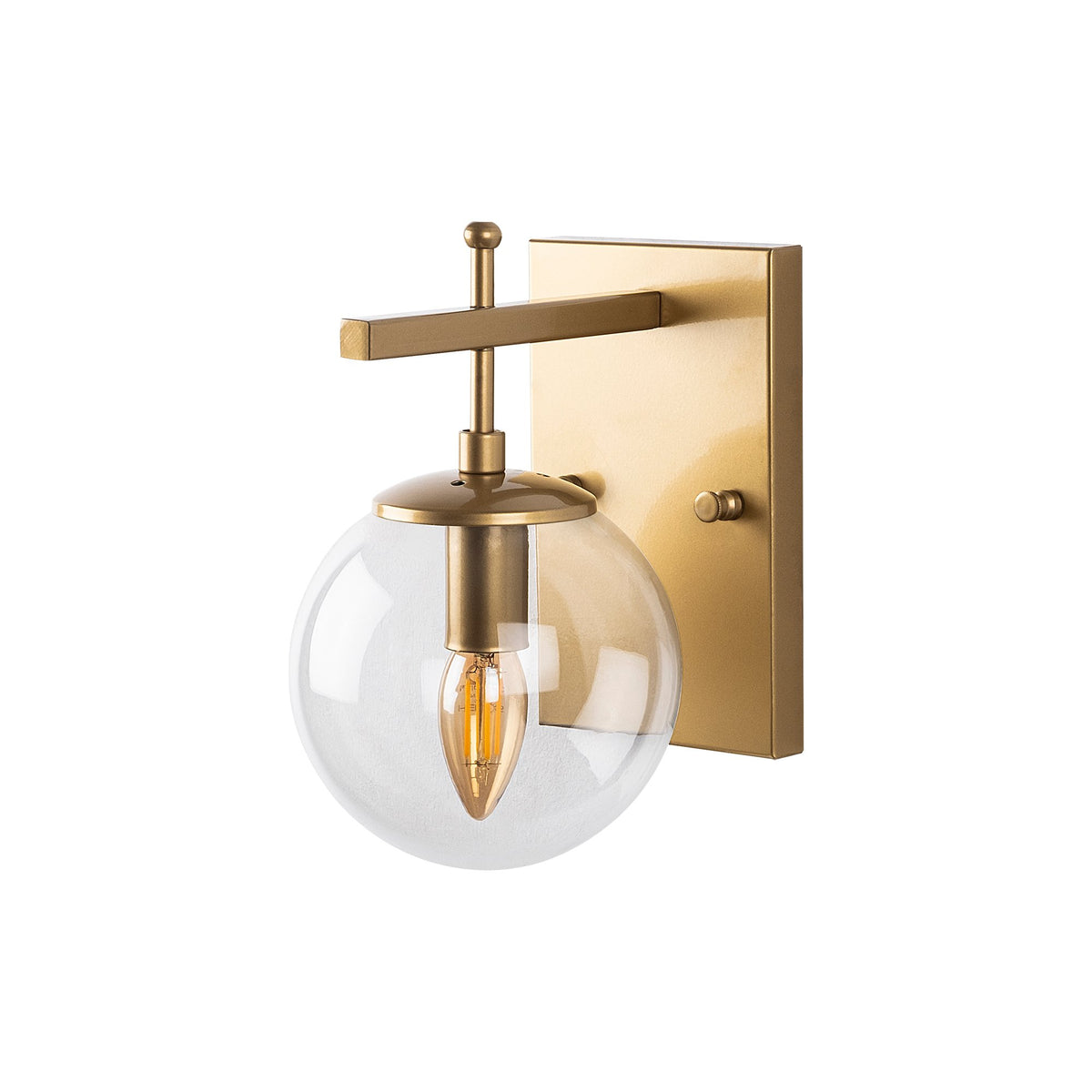 Aplique de pared con placa transparente metal oro 15x20x15 cm E14 (3)