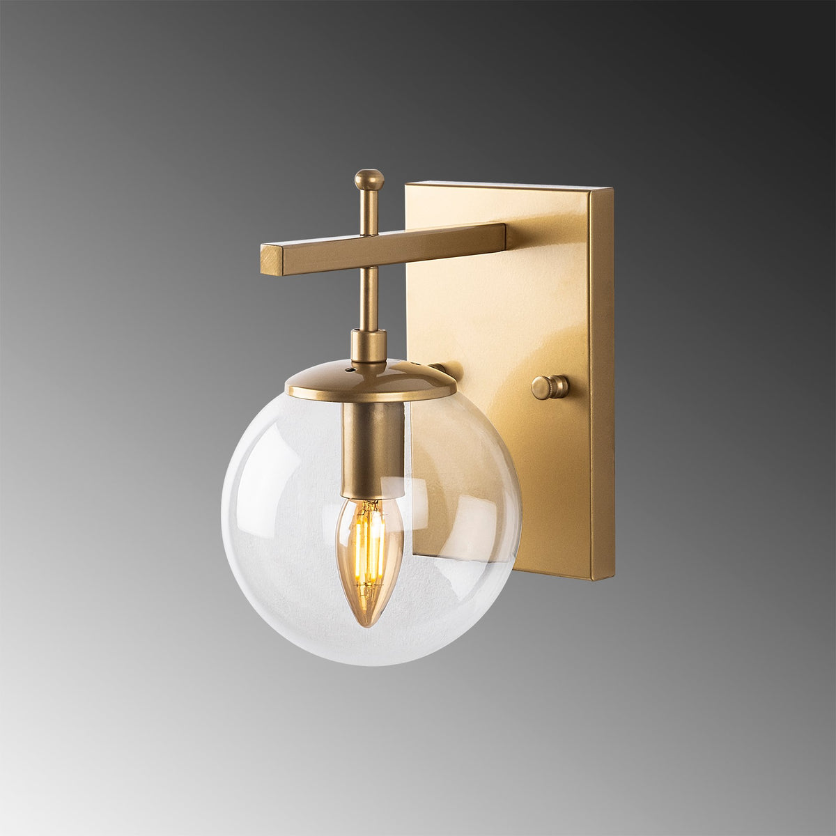 Aplique de pared con placa transparente metal oro 15x20x15 cm E14 (4)