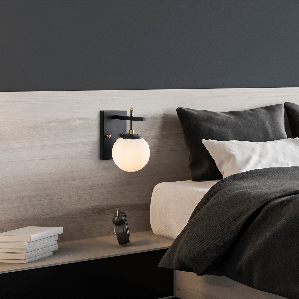 Aplique de pared pantalla blanca metal negro 15x20x15 cm E14 (6)