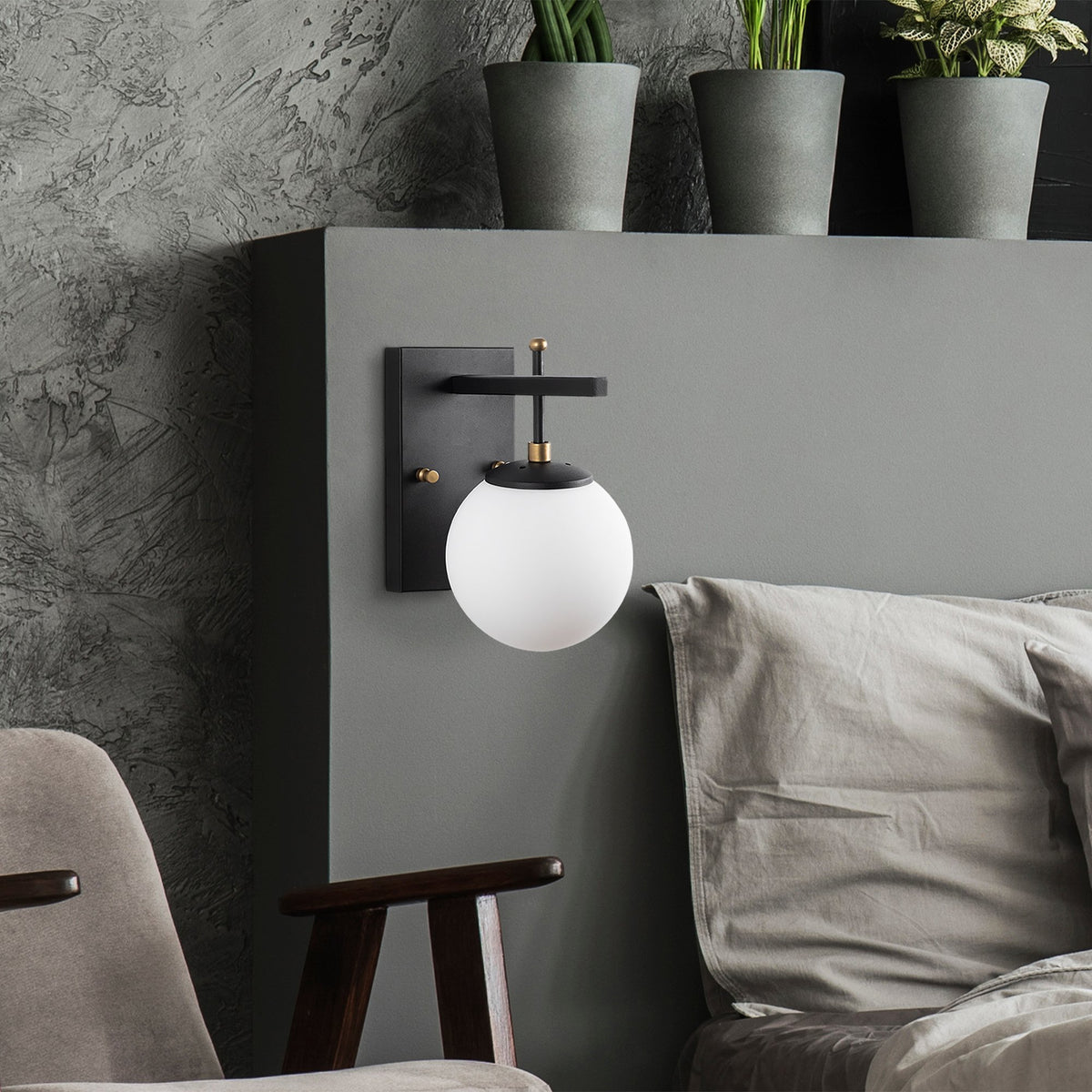 Aplique de pared pantalla blanca metal negro 15x20x15 cm E14 (7)