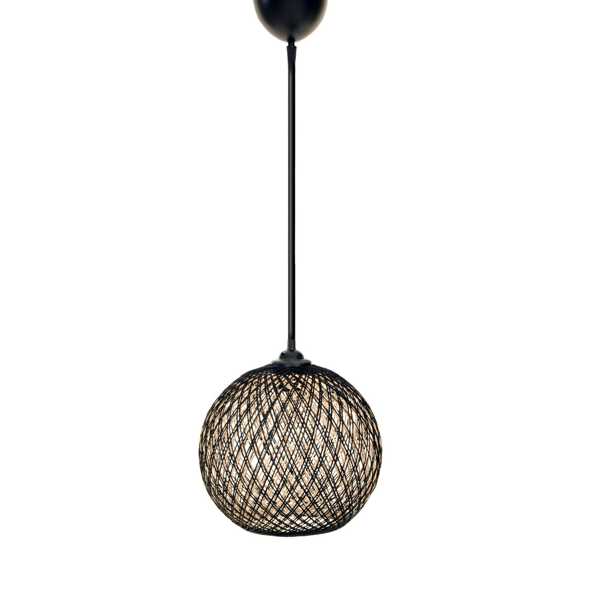 Lámpara de techo yute artesanal marrón crudo negro casquillo E27