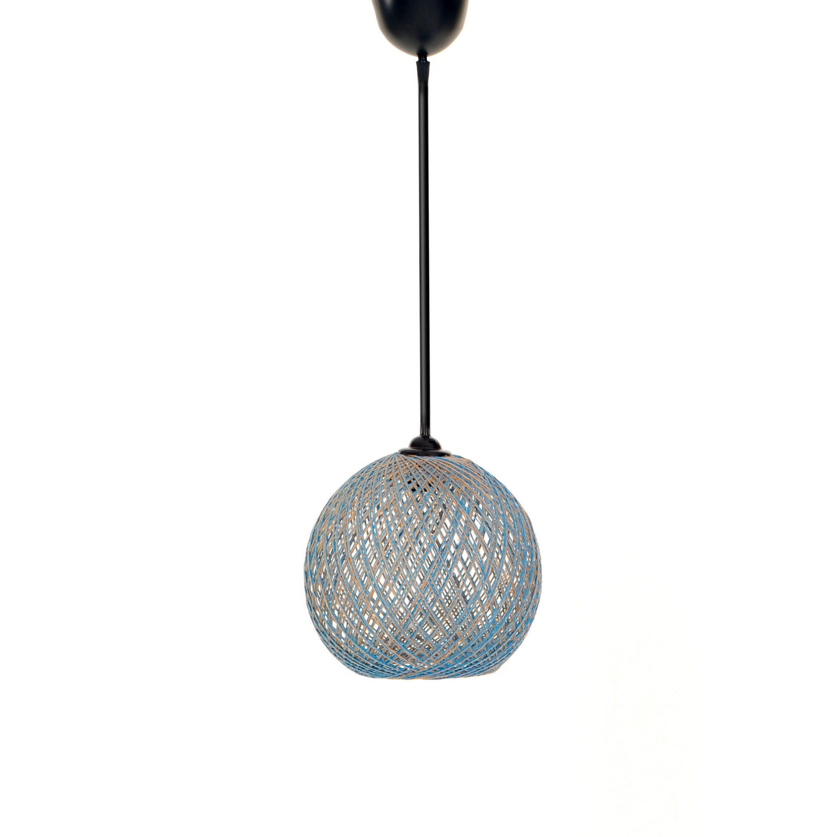 Lámpara de techo yute artesanal azul marrón casquillo E27