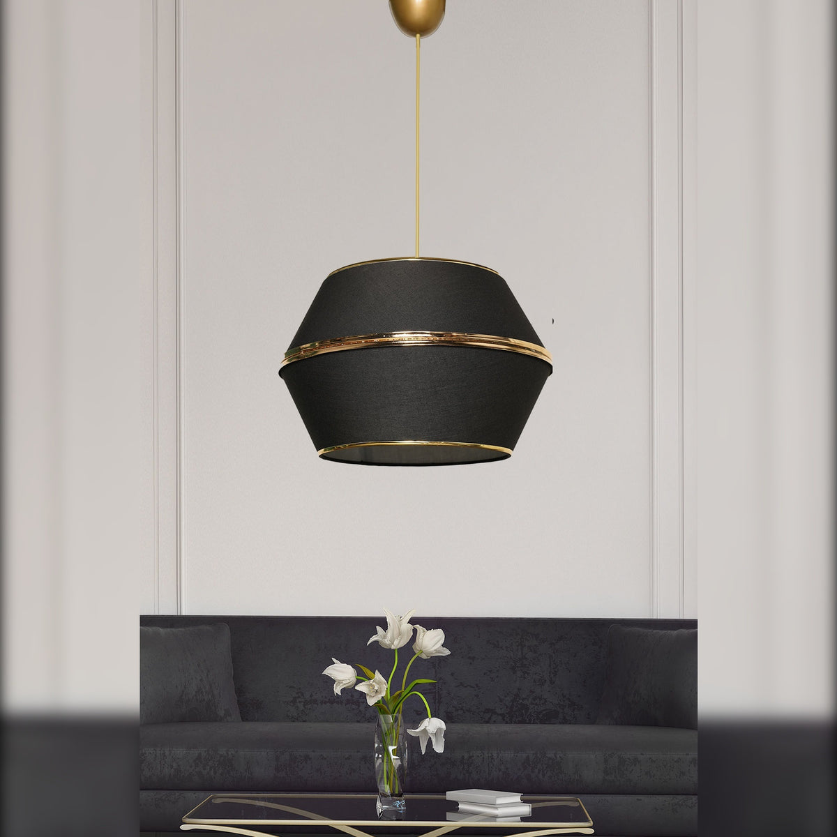 Lámpara de techo metal negro estructura decorativa (2)